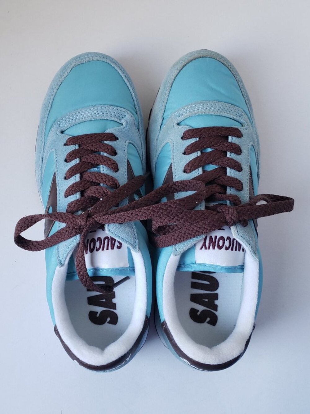 Saucony Jazz Original Vintage Shoes Women Size 5.5 Blue Brown Suade Sneakers